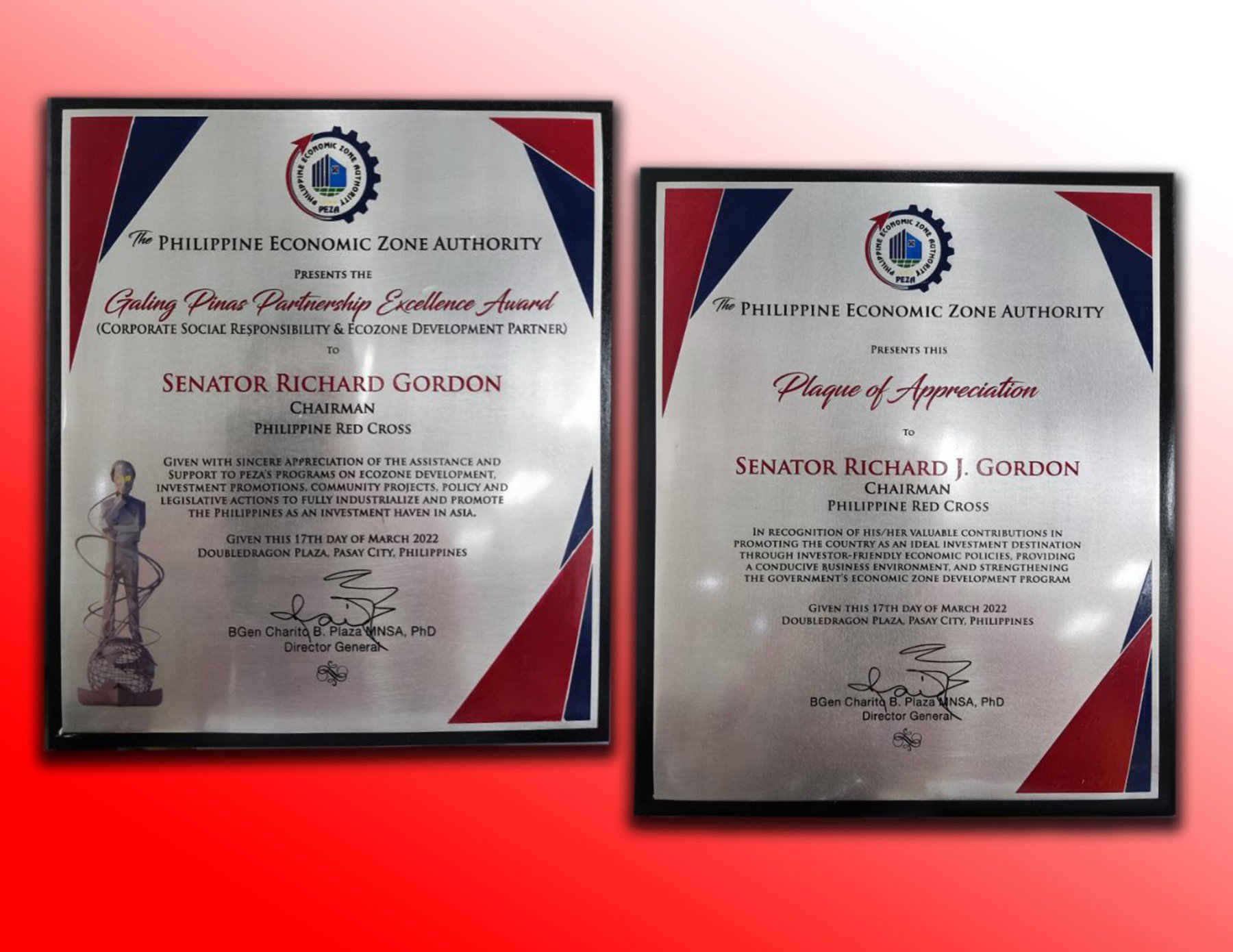PEZA gives Red Cross Chairman Excellence Award
