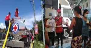 Photo of Philippine Red Cross staff and volunteers responding to Abra Earthquake victims