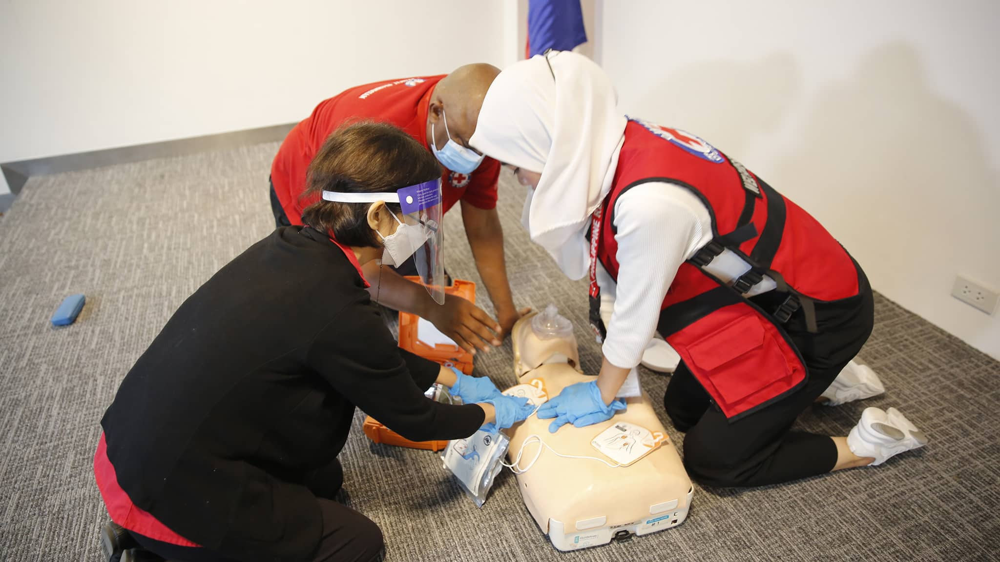 Philippine Red Cross staff and volunteers first aid training