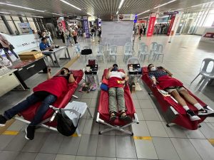 Philippine Red Cross blood letting activity in partnership with the LRTA