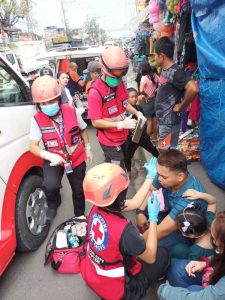 Ph Red Cross EMS team treats patients involved in an MCI in Quezon City